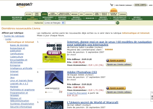Le livre en première position des ventes sur Amazon, section Informatique et Internet