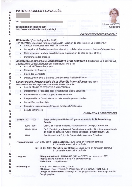 Exemple de CV souscripteur