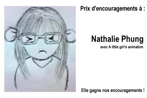 Prix d'encouragement à Nathalie Phung. Elle gagne nos encouragements.